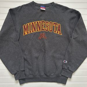 Minnesota Golden Gophers Crewneck Sweatshirt Champion Small Gray Embroidered